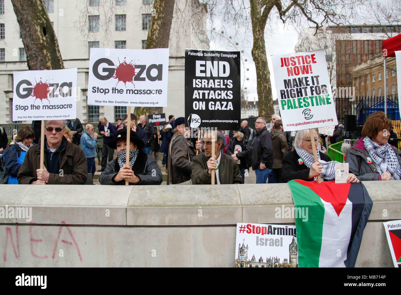 Protesters at the Protest for Gaza Stock Photo
