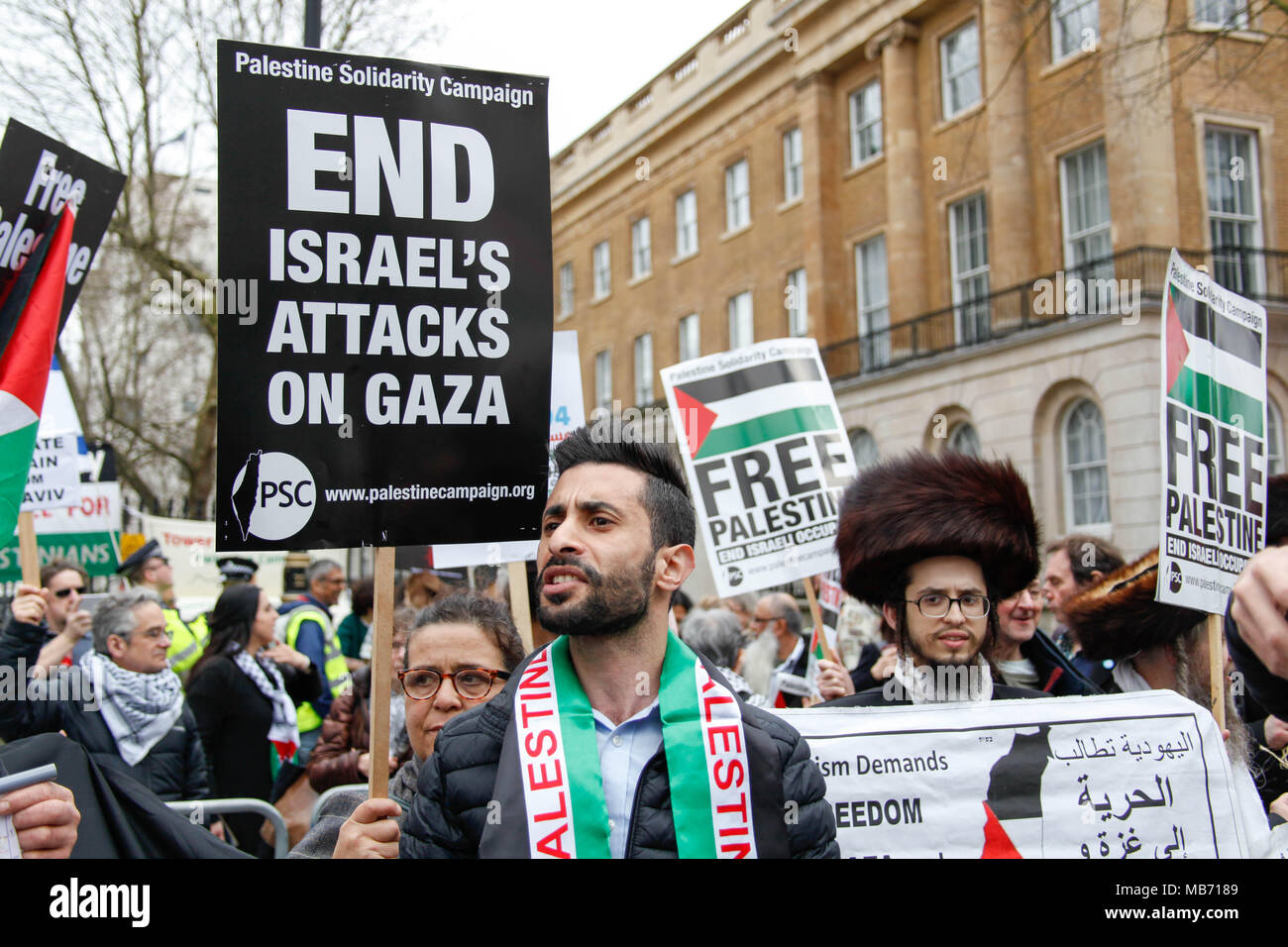 Protesters at the Protest for Gaza Stock Photo