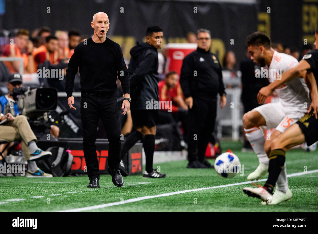 Atlanta, USA. 7th April, 2018. Los Angeles FC Head Coach Bob Bradley during  the MLS soccer