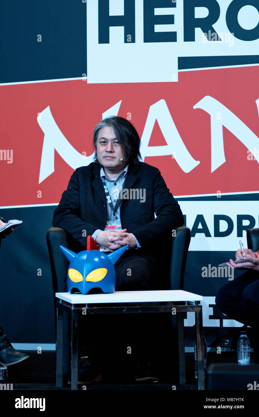 Madrid, Spain - April 07, 2018: Yuji Muto director of series and feature films of the Shin Chan anime since 2004 at the Heroes Manga Madrid convention, Madrid, Spain Credit: EnriquePSans/Alamy Live News Stock Photo