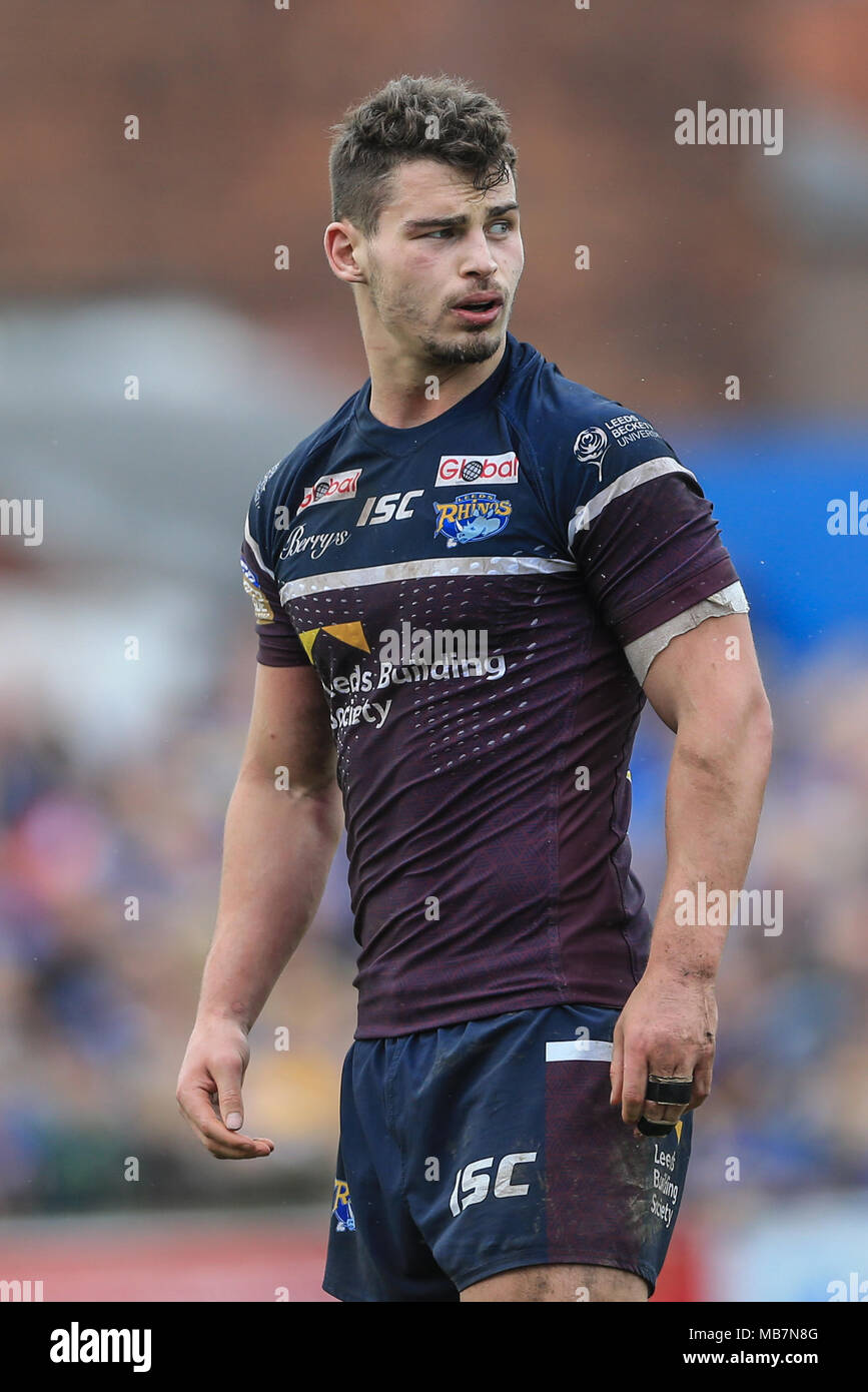 8th April 2018, Beaumont Legal Stadium, Wakefield, England; Betfred Super League rugby, Wakefield Trinity v Leeds Rhinos; Stevie Ward of Leeds Rhinos Credit News Images/Alamy Live News Stock Photo