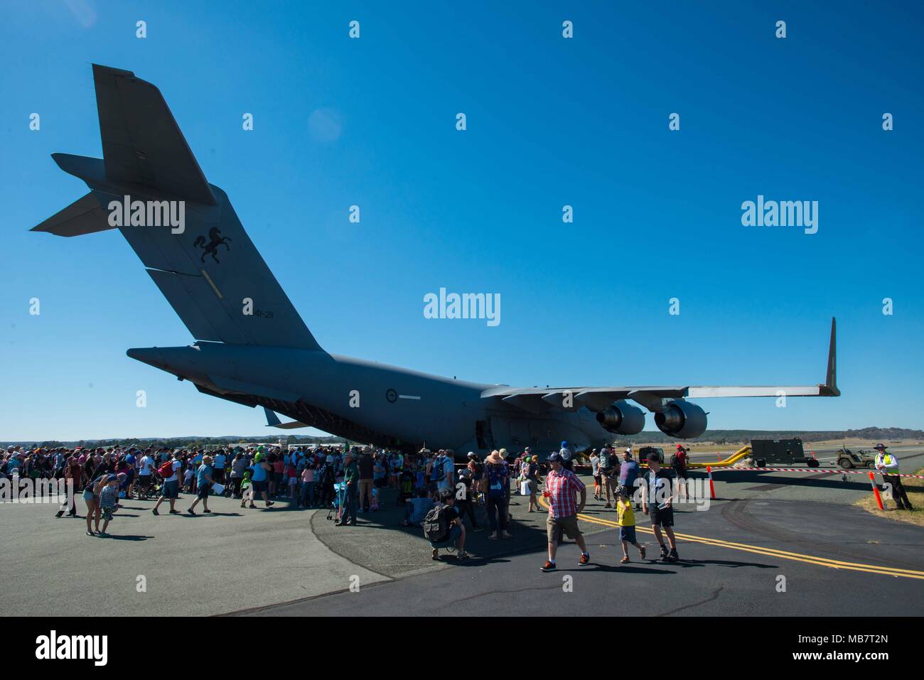 Canberra, Australia. 8th Apr, 2018. A Royal Australian Airforce C17 Globemaster III is on