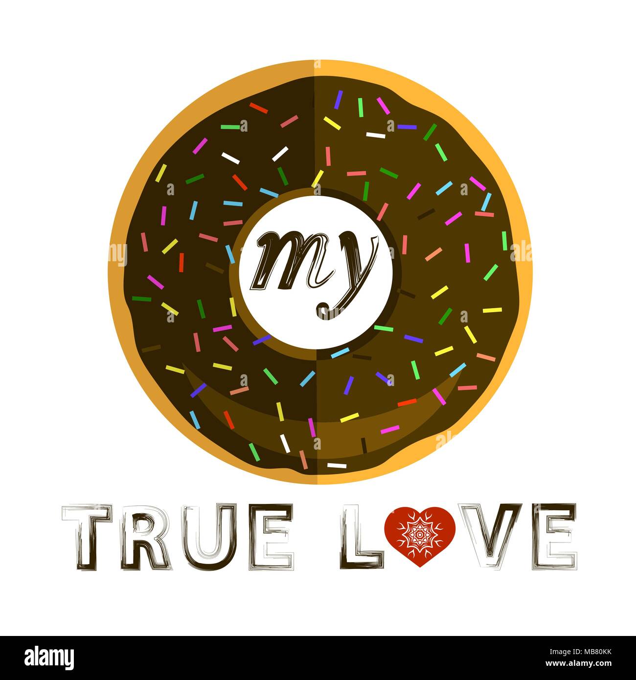 Sweet Glaze Chocolate Donut. Fast Food Icon Flat Design. Top View Stock ...