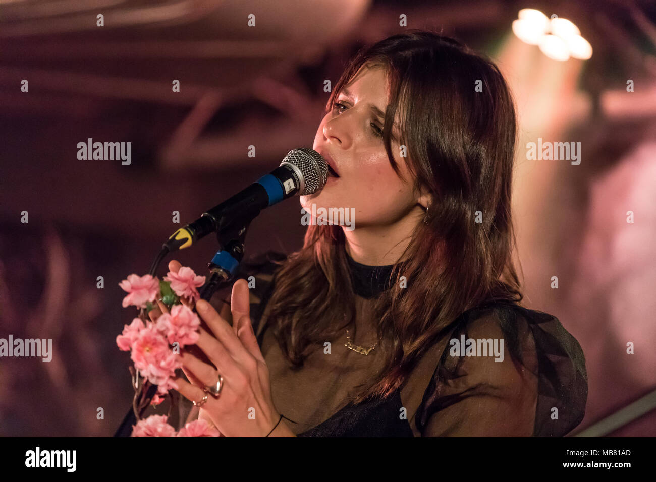 The British pop band Paradisia with Sophie-Rose Harper, vocals, Anna  Pesquidous, harp and Kristy Buglass vocals and keyboard Stock Photo - Alamy