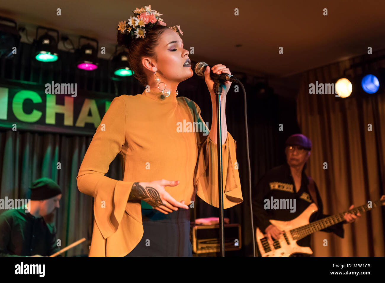 The Finnish soul, jazz and blues singer Ina Forsman live in Cham, Zug, Switzerland Stock Photo