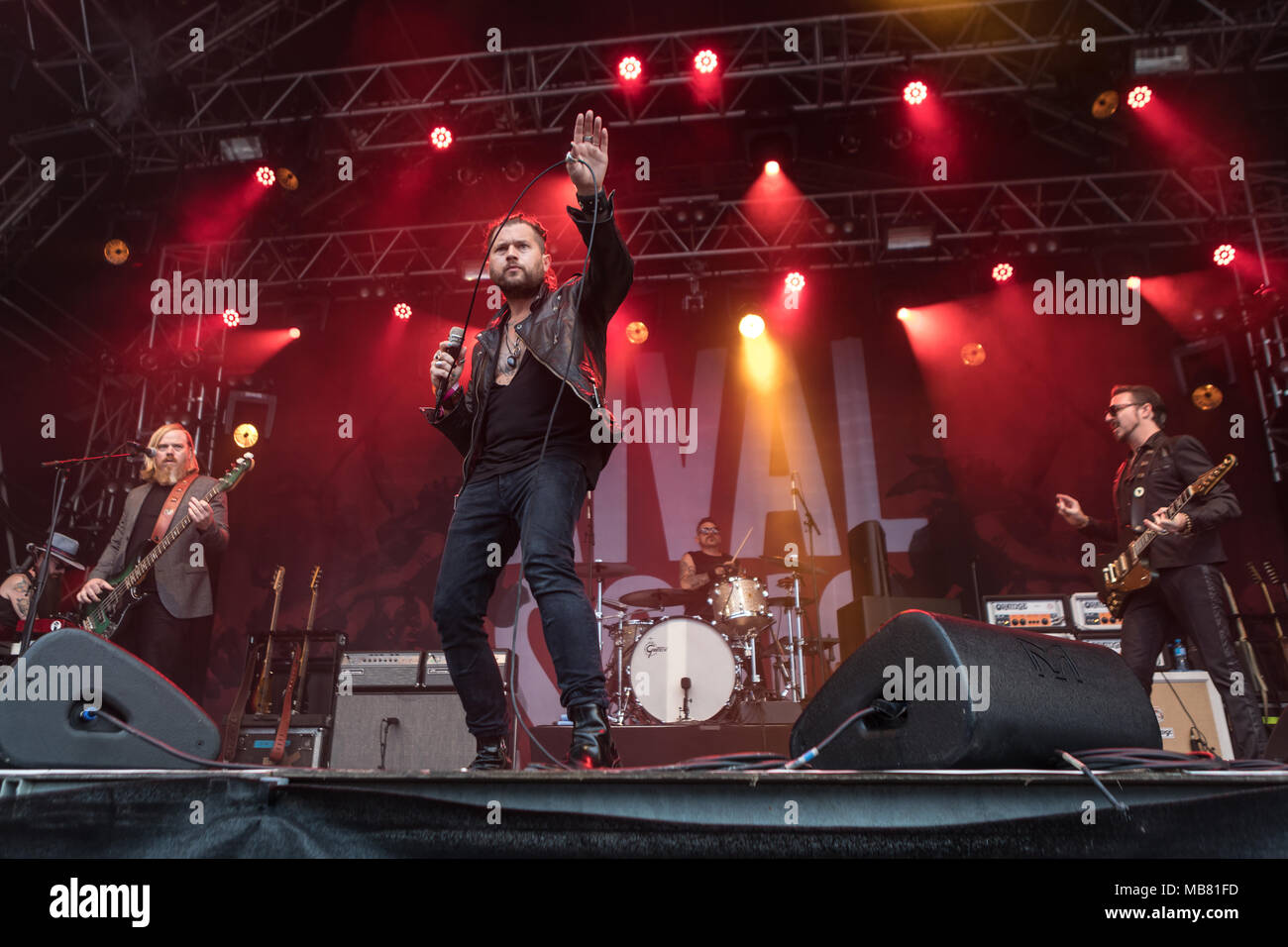 The American rock band Rival Sons live at the 27th Heitere Open Air in Zofingen, Aargau, Switzerland Jay Buchanan Stock Photo