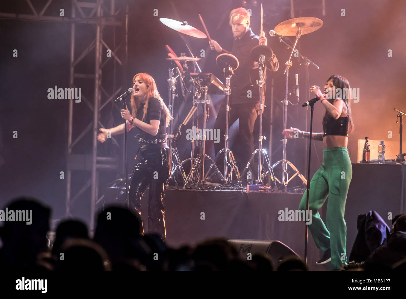 The Swedish electropop duo Icona Pop with singers Aino Jawo and Caroline Hjelt, live at the 27th Heitere Open Air in Zofingen Stock Photo