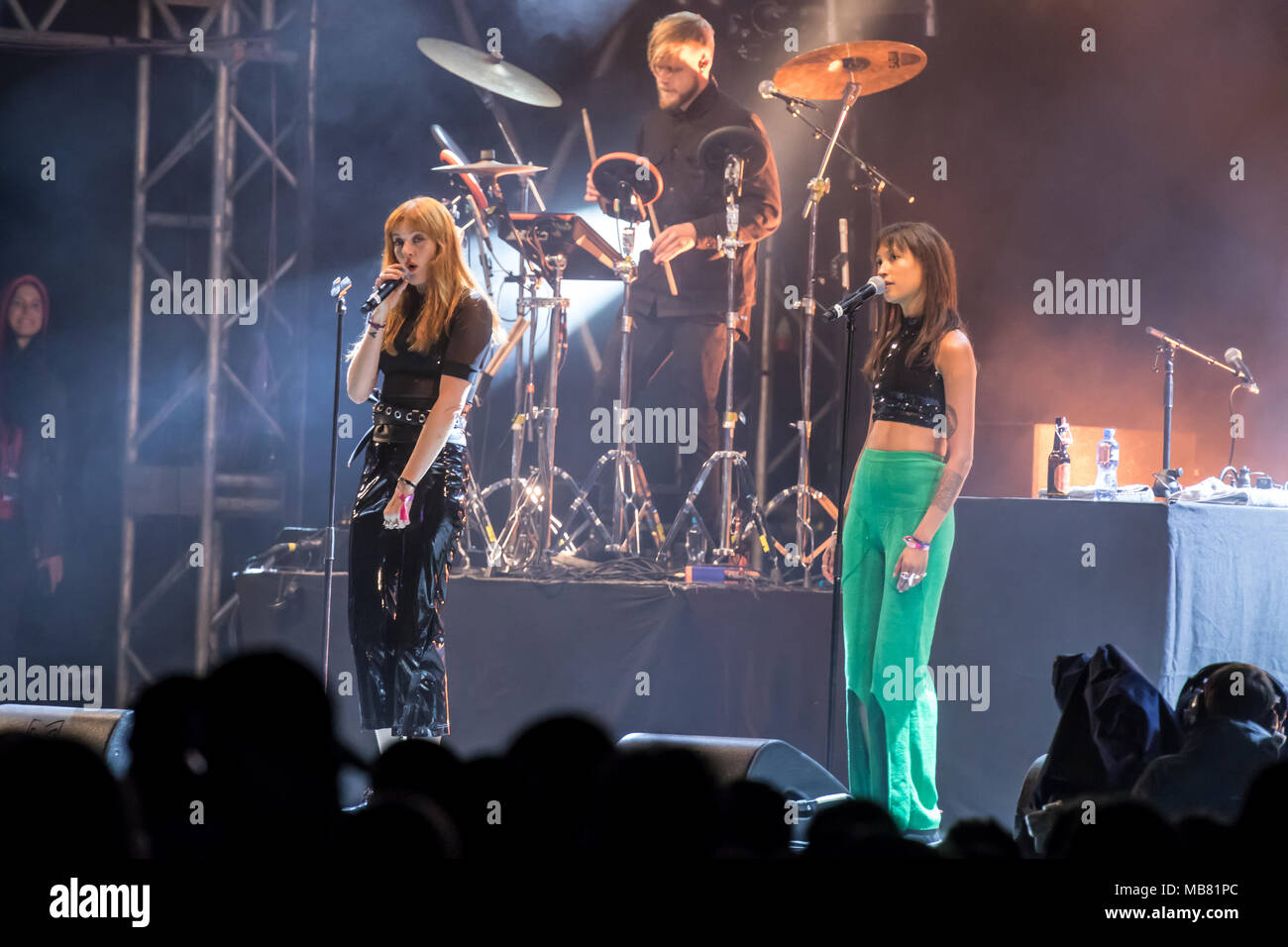 The Swedish electropop duo Icona Pop with singers Aino Jawo and Hjelt, live at the 27th Heitere Open Air in Zofingen Stock Photo - Alamy