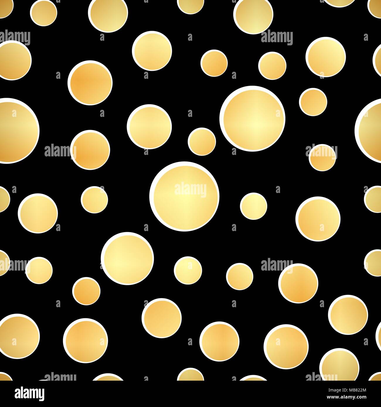 luxury seamless pattern with gold circle on a black background. Gold ...