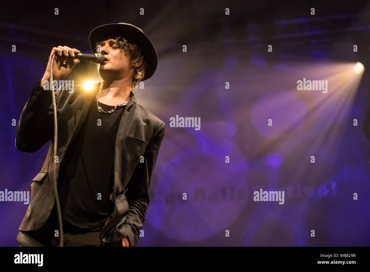 The British rock musician Peter Doherty live at the 25th Blue Balls Festival in Lucerne, Switzerland Stock Photo