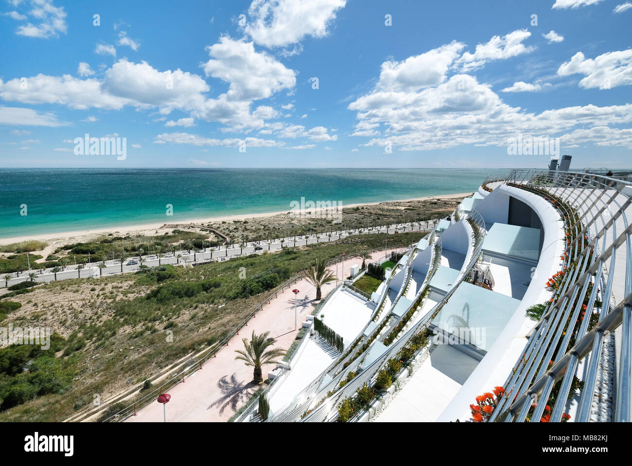 View from the hotel's balcony to the coastline of Alicante. Costa Blanca. Spain Stock Photo