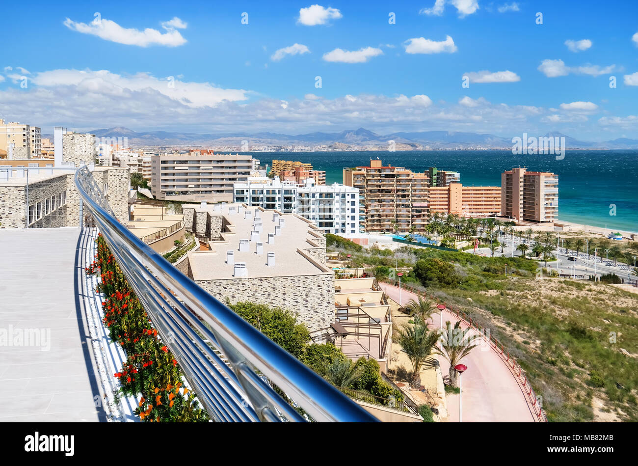 View from the hotel's balcony to the coastline of Alicante. Costa Blanca. Spain Stock Photo