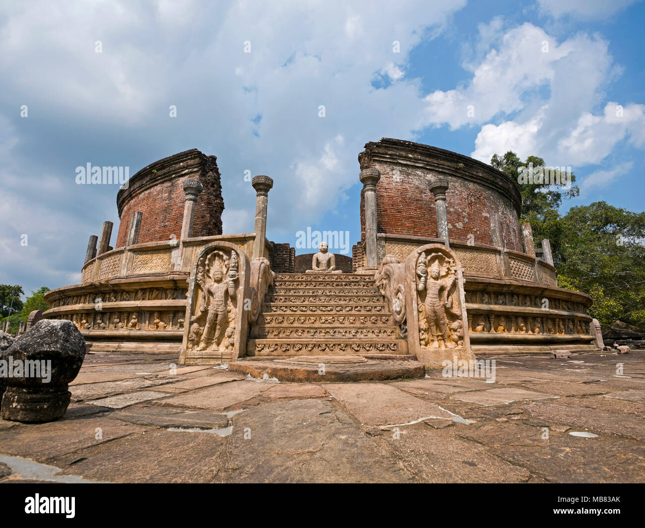 Horizontal view of the Vatadage in Polonnaruwa, Sri Lanka. Stock Photo