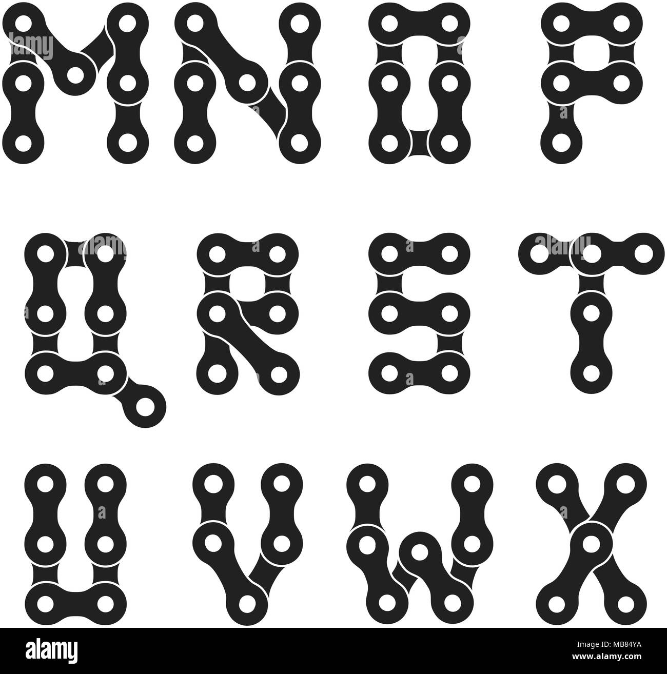 Bike or Bicycle Chain Monochrome Vector Font Stock Vector Image & Art