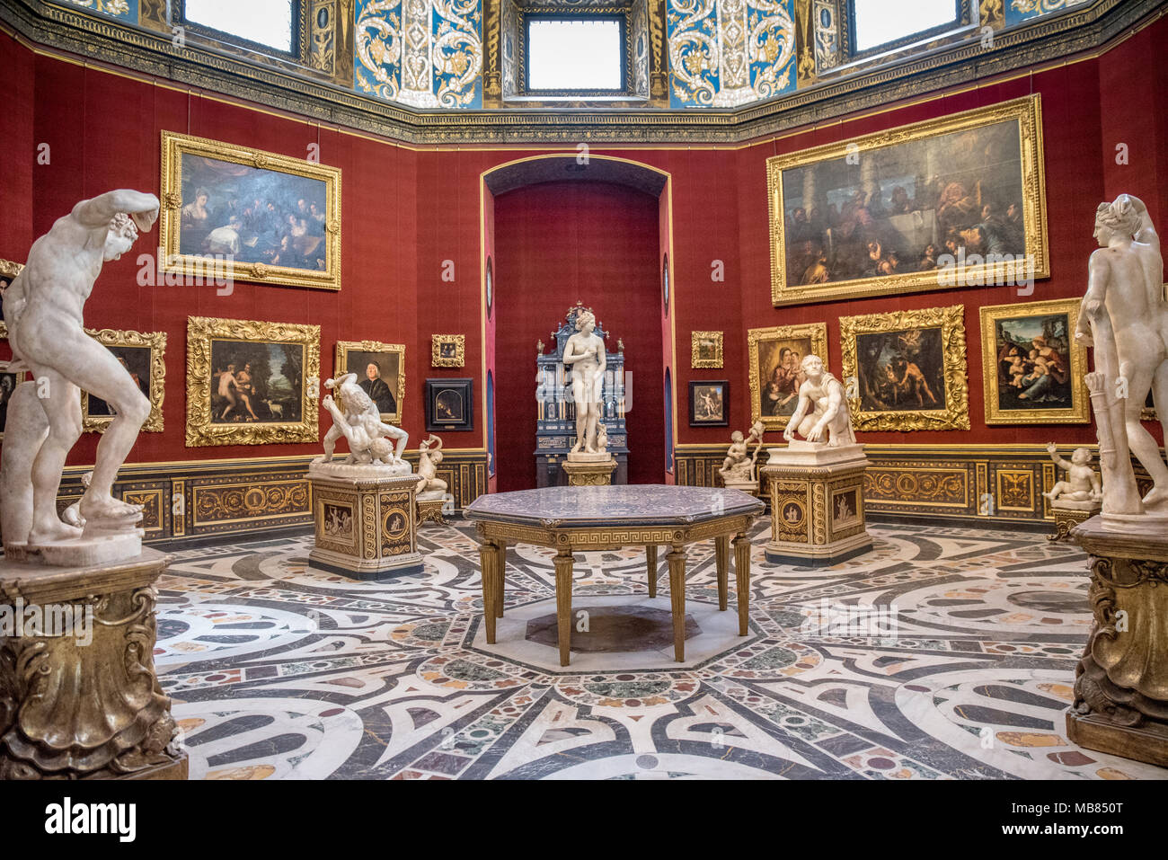 The Uffizi Gallery is a prominent art museum located adjacent to the Piazza della Signoria in the Historic Centre of Florence. Stock Photo