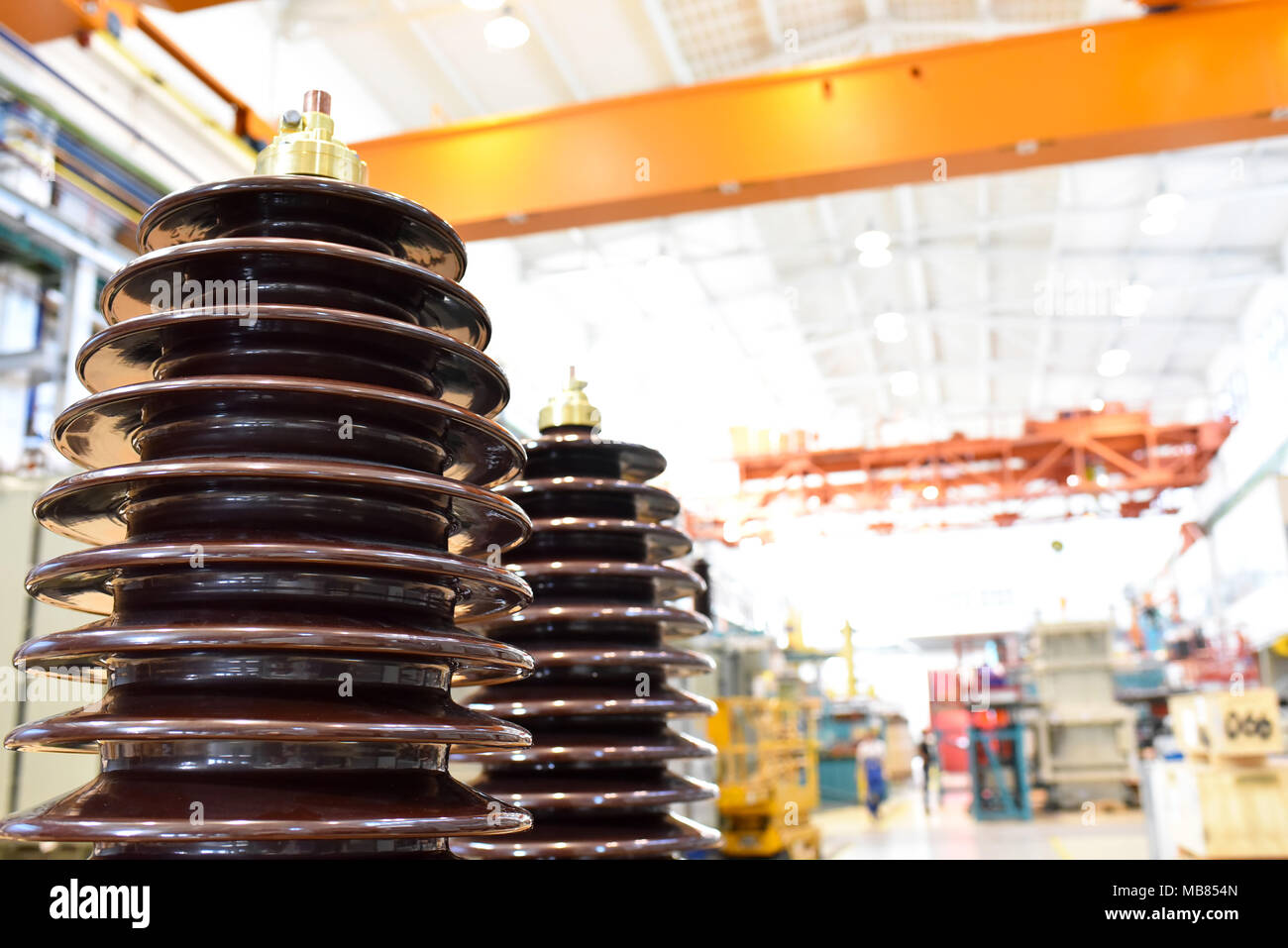 detail transformer in a factory for mechanical engineering production - closeup Stock Photo
