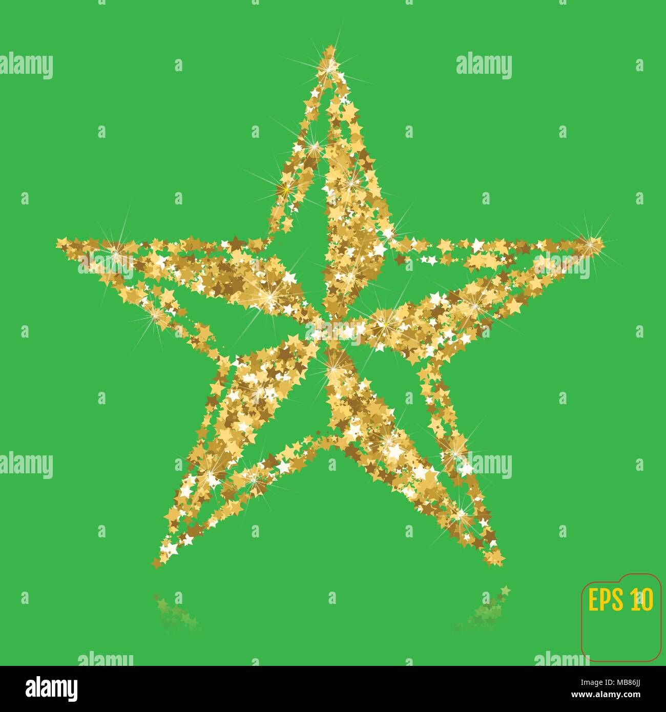 Decorative Christmas Festive Golden Five Pointed Shining Star