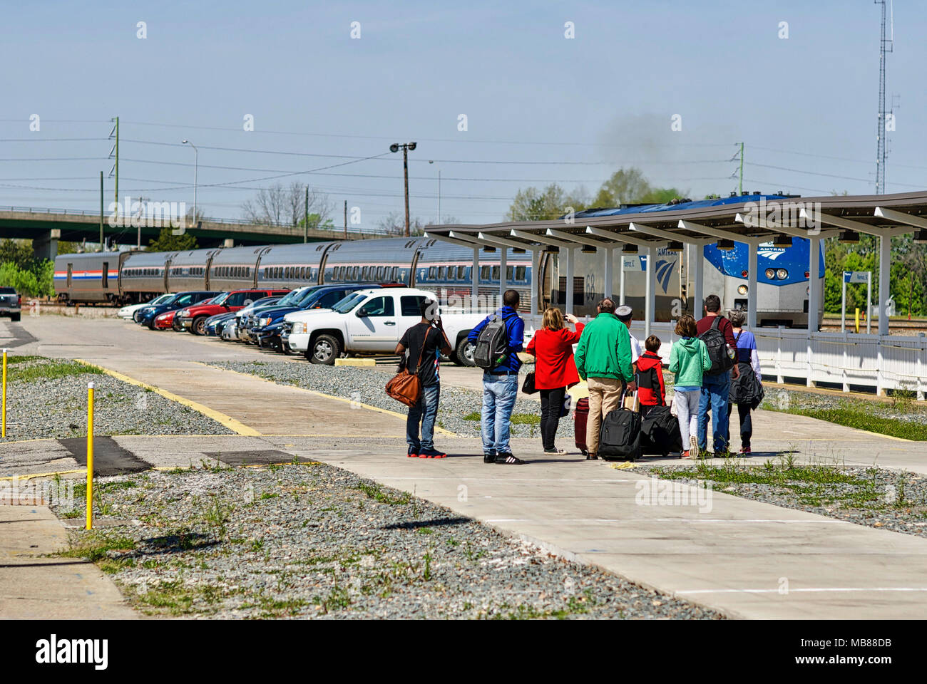 Florence, South Carolina, USA April 2, 2018 Passengers prepare to