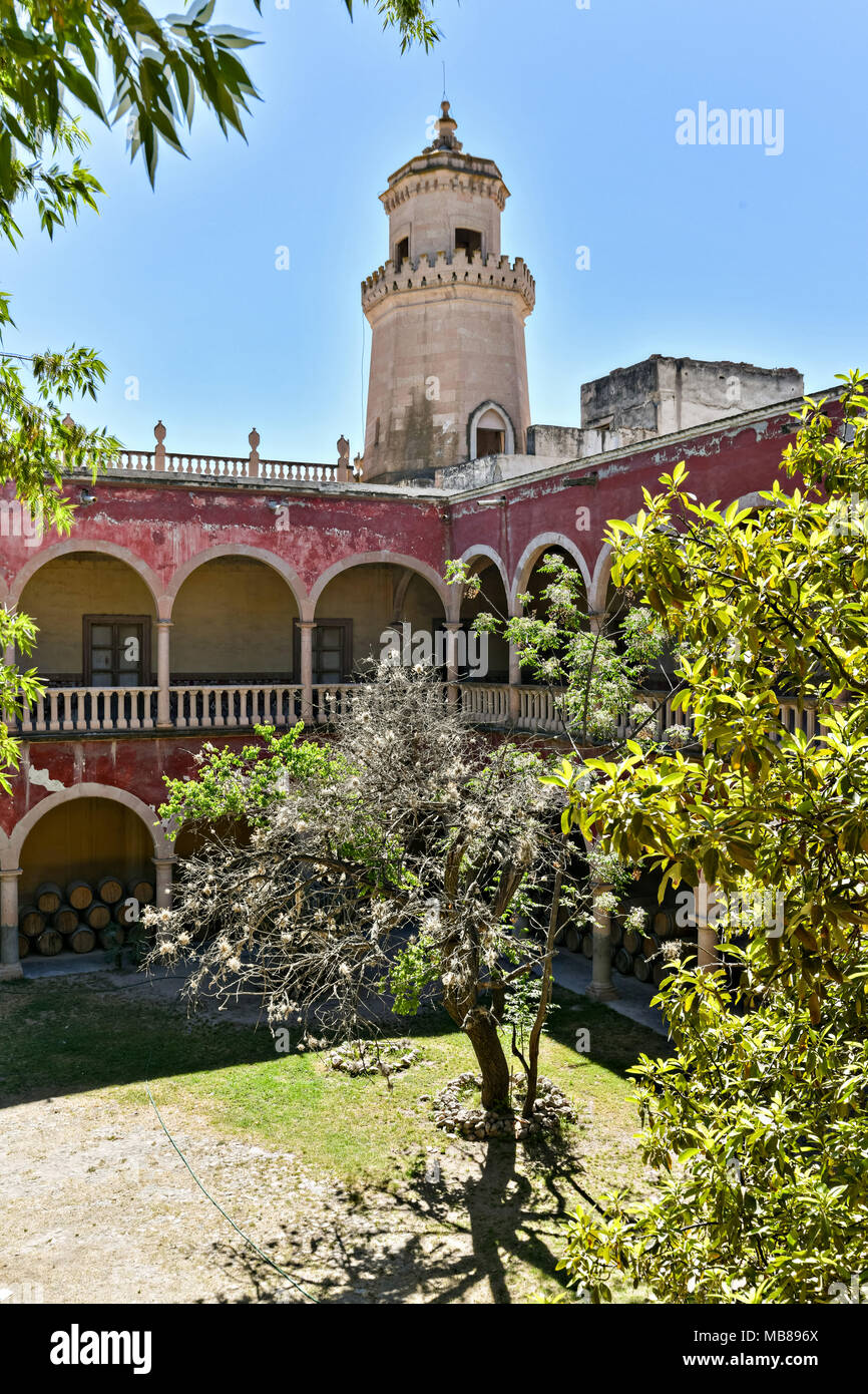 The derelict and crumbling Hacienda de Jaral de Berrio in Jaral de Berrios, Guanajuato, Mexico