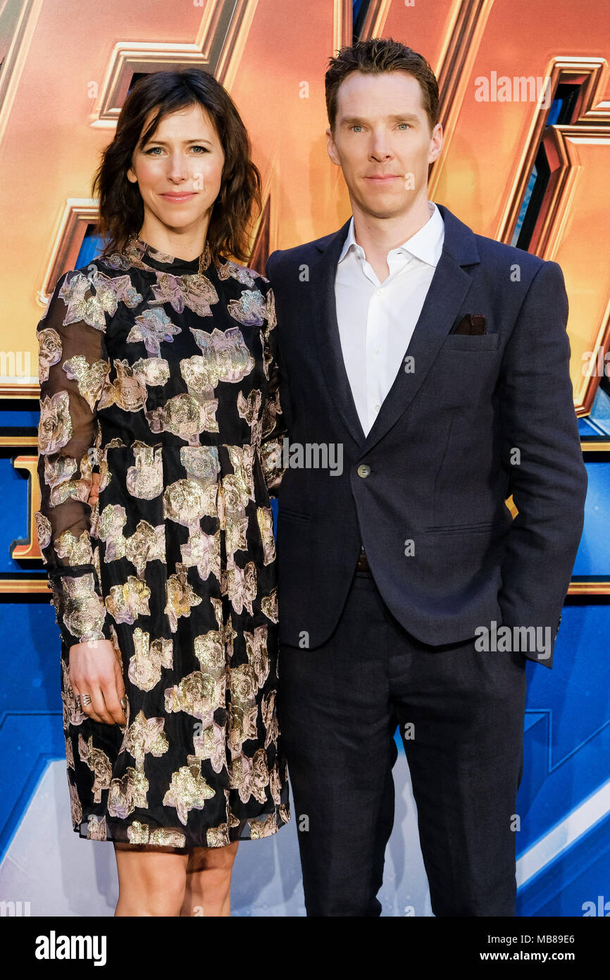 Benedict Cumberbatch at UK Fan Event of AVENGERS: INFINTY WAR on Sunday 8 April 2018 held at London Television Studios, White City, London. Pictured:  Sophie Hunter, Benedict Cumberbatch. Stock Photo
