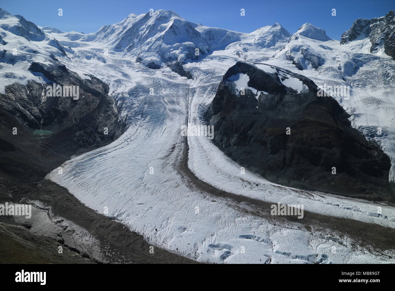 Monte Rosa Gorner Glacier Stock Photo