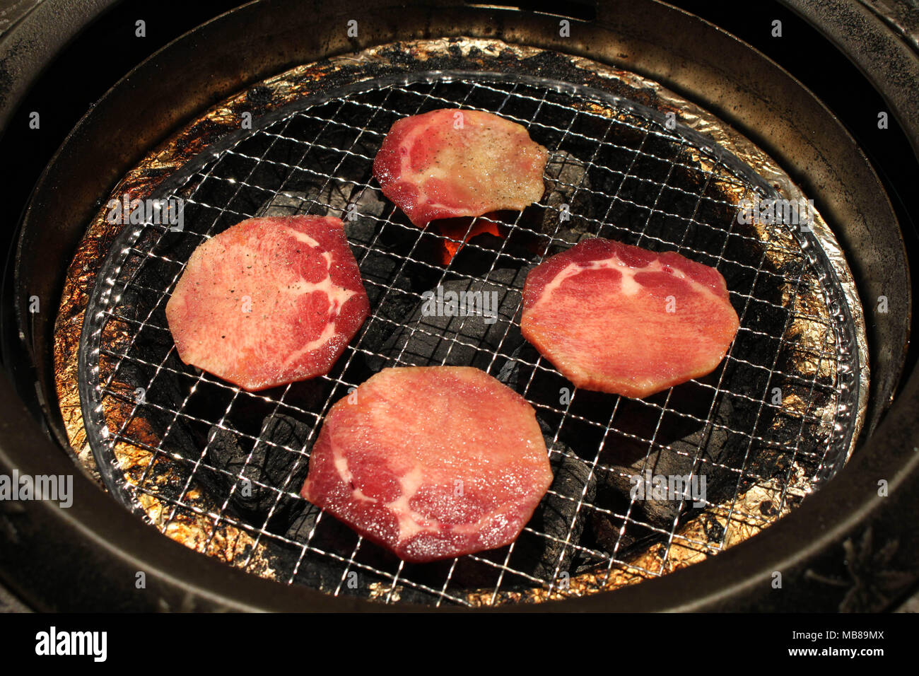 The food served at yakiniku (meaning "grilled meat" or "barbecue