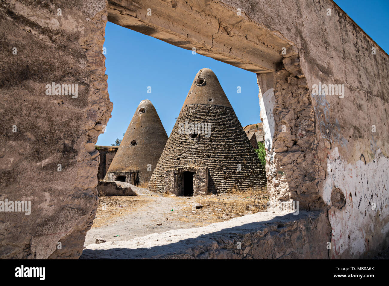 The pyramid shaped granaries of the Hacienda de Jaral de Berrio in Jaral de Berrios, Guanajuato