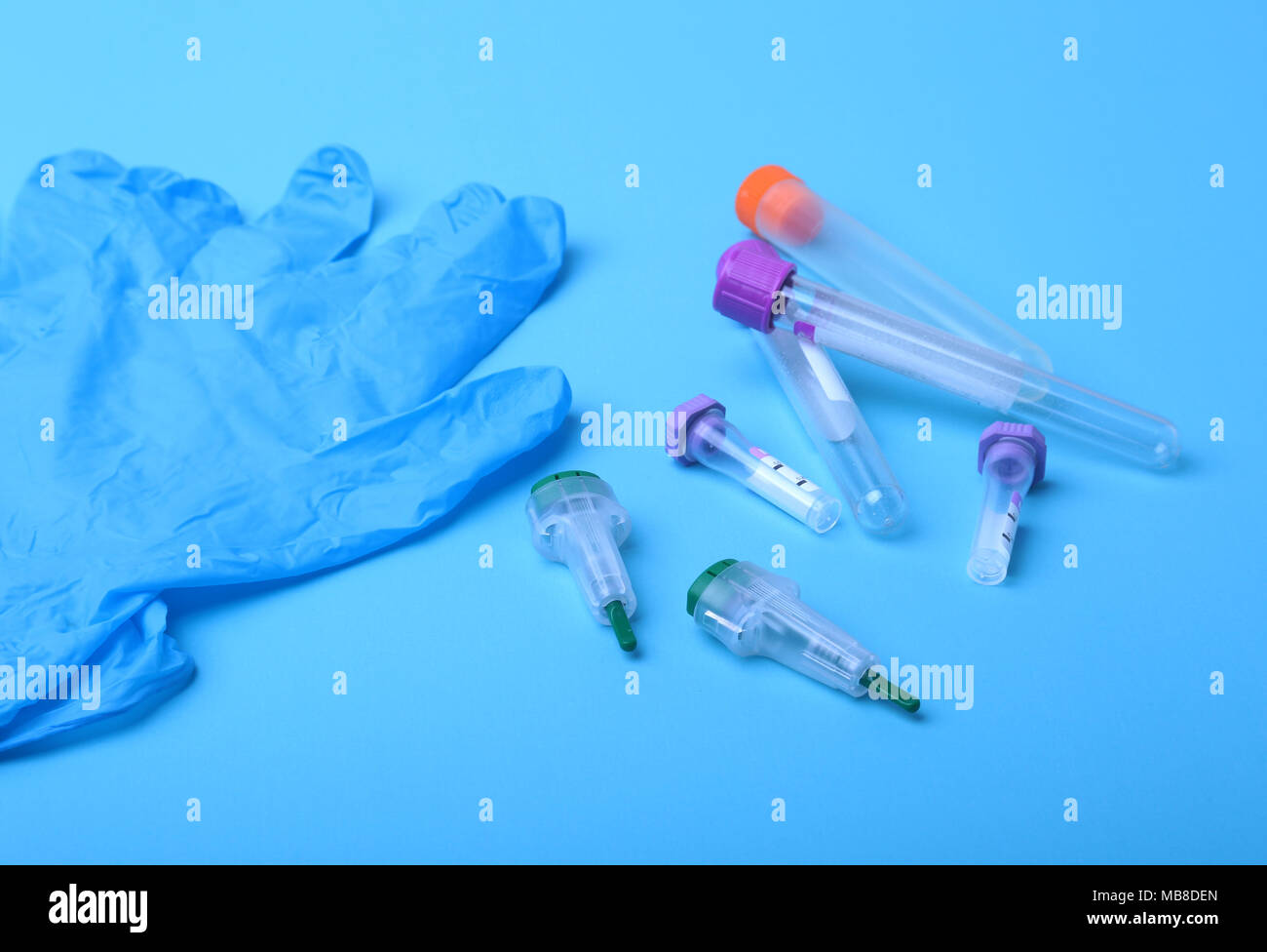 Set of laboratory supplies for blood test. Petri dish