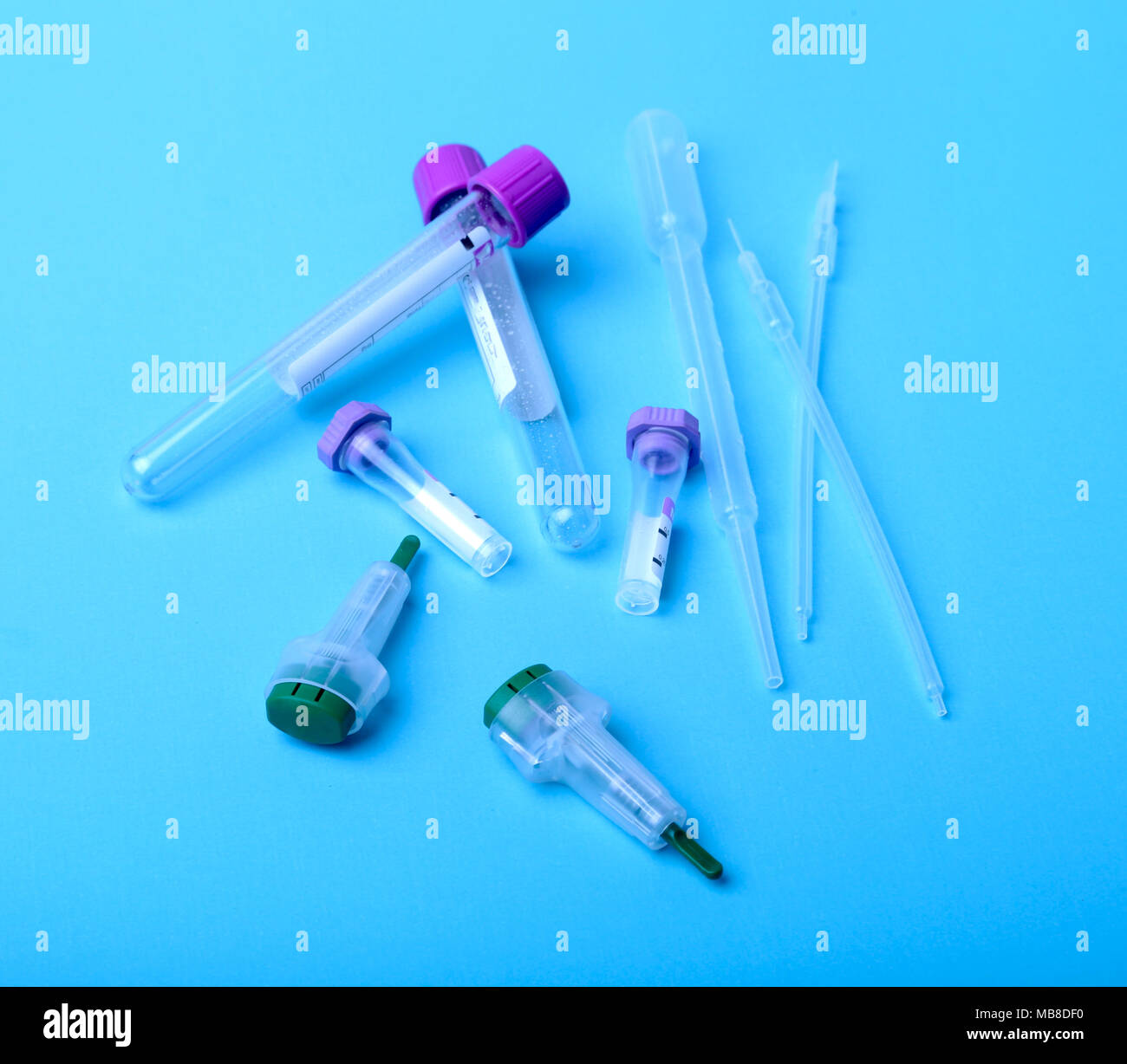 Set of laboratory supplies for blood test. Petri dish