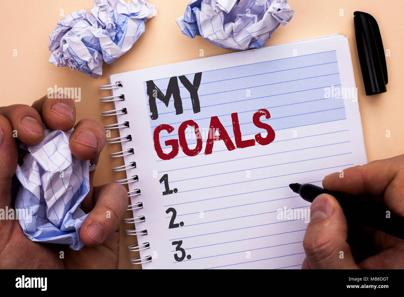 Text Sign Showing My Goals Conceptual Photo Goal Aim Strategy Determination Career Plan Objective Target Vision Written By Man Notebook Book Holding Stock Photo Alamy