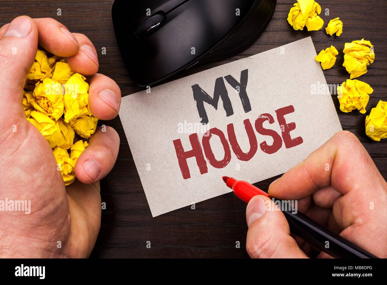 Writing note showing My House. Business photo showcasing Housing Home ...