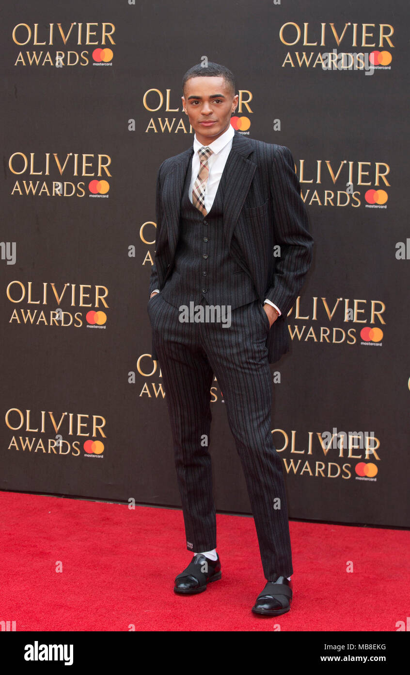 Layton Williams arriving for The Olivier Awards at the Royal Albert Hall in London. Stock Photo