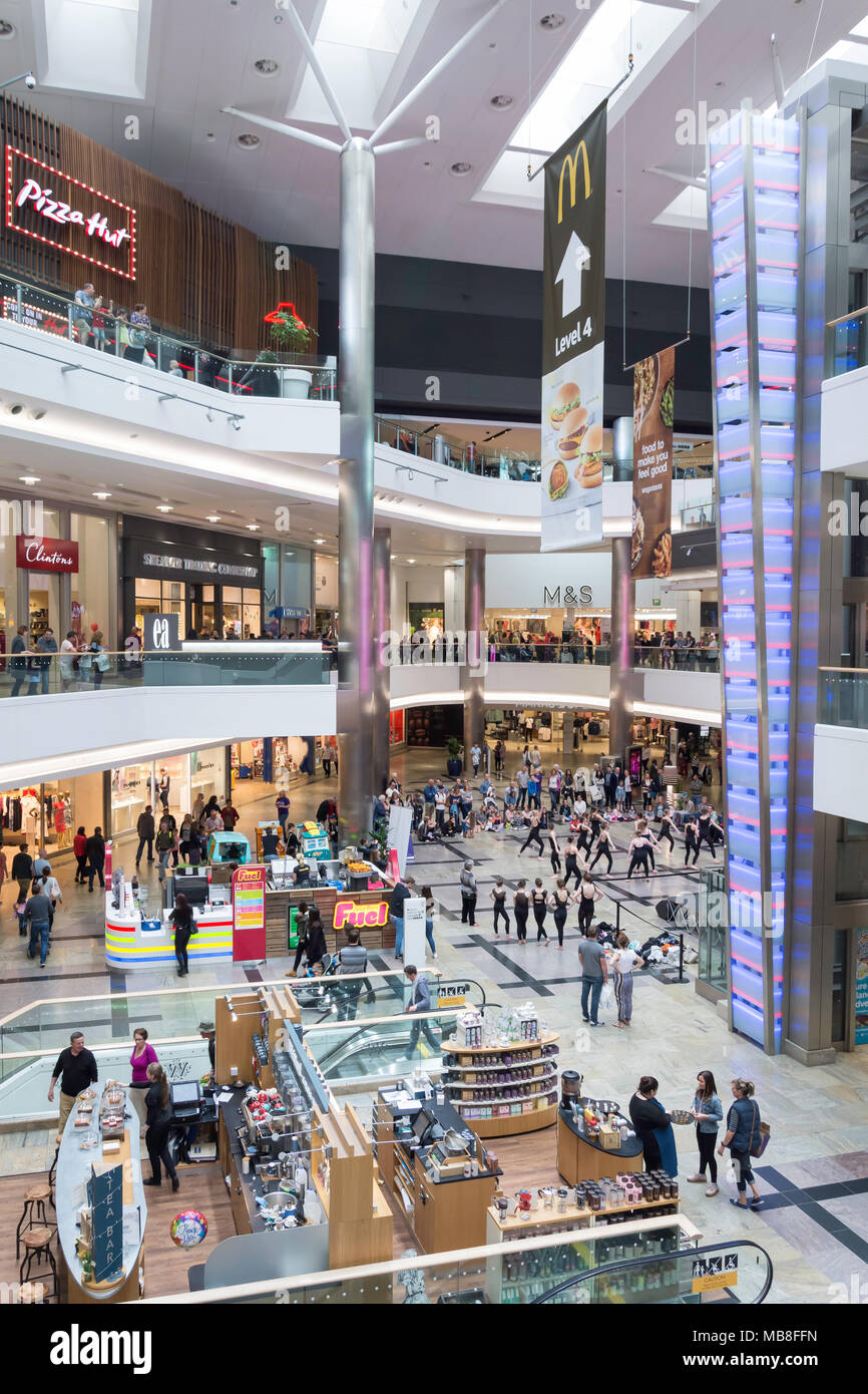 Interior atrium of WestQuay Shopping Centre, Southampton, Hampshire, England, United Kingdom Stock Photo