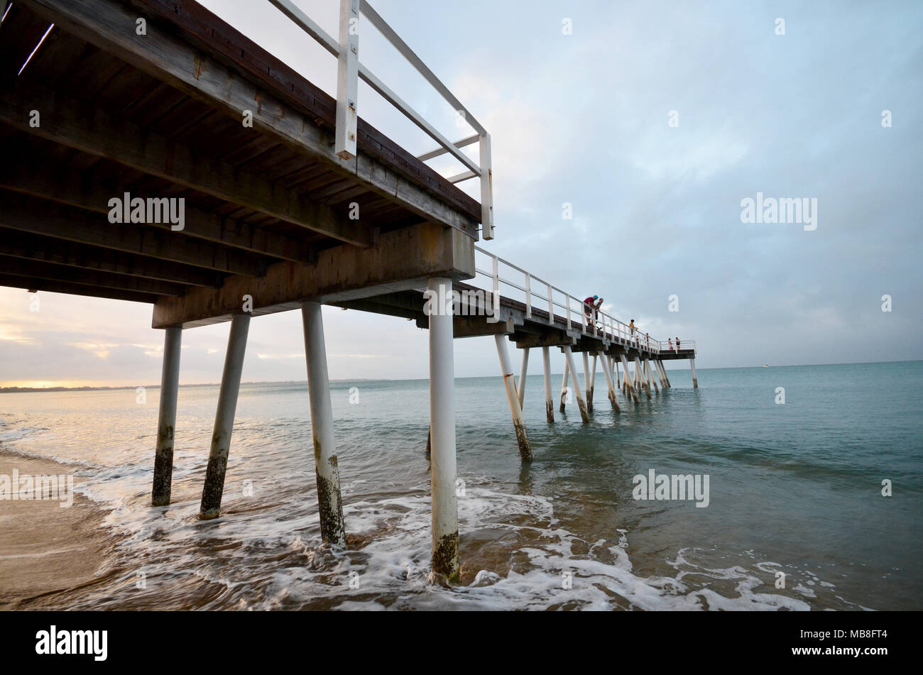 People on pier at Torquay Hervey Bay Queensland Australia Stock Photo