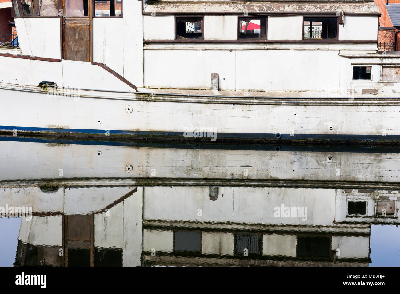 Abstract water reflections of a boat in canal Stock Photo - Alamy