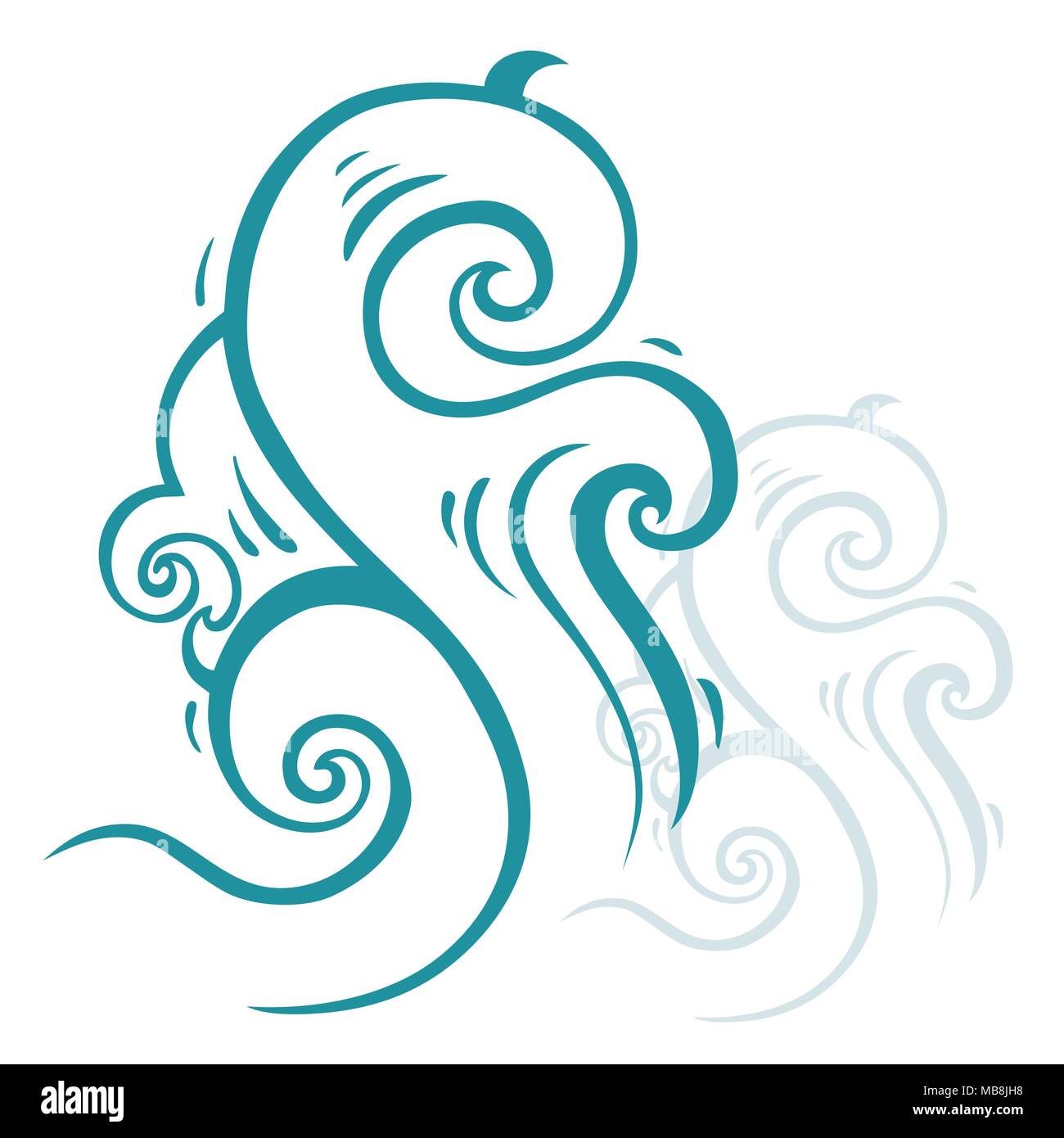 Ocean waves set isolated on white background, vector illustration Stock ...