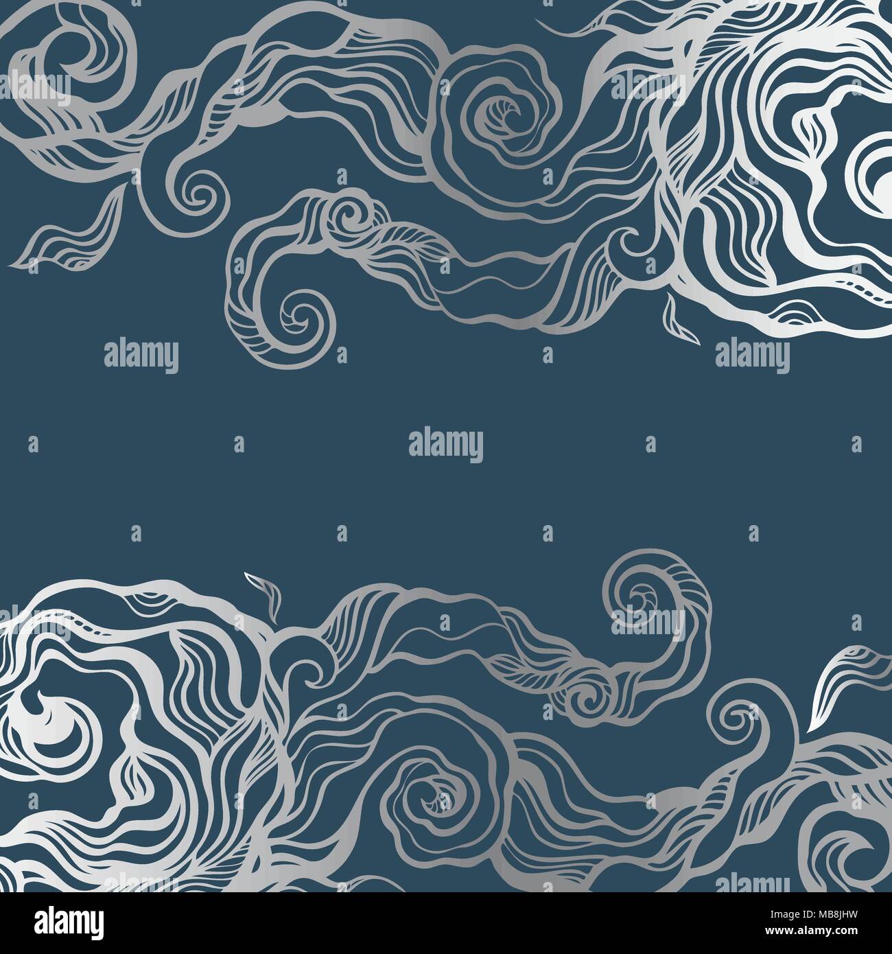 Hand drawn Blue water wave, abstract Sea background Stock Vector Image ...