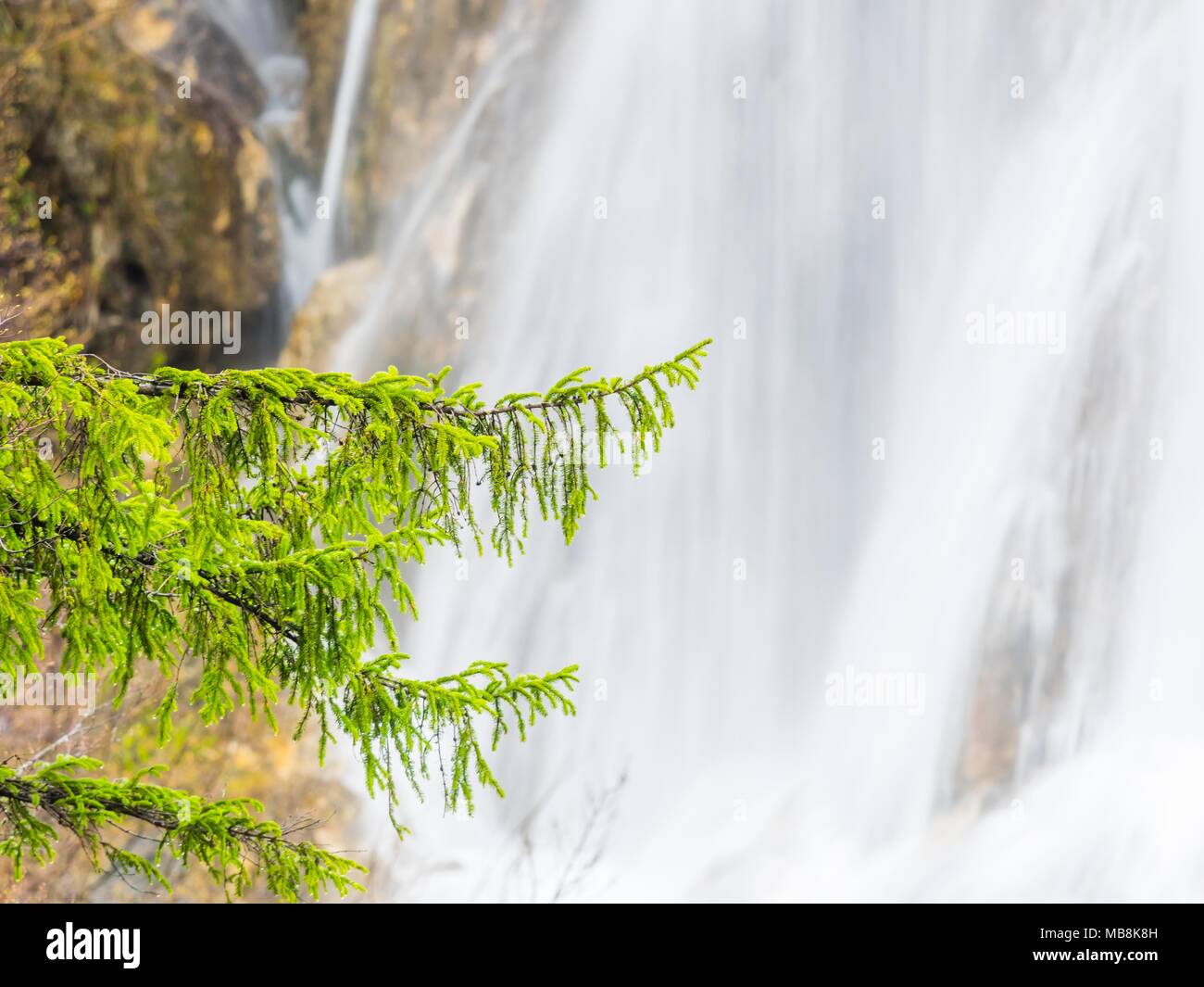 Plitvice lakes Veliki slap biggest tallest waterfall long exposure glorious Stock Photo