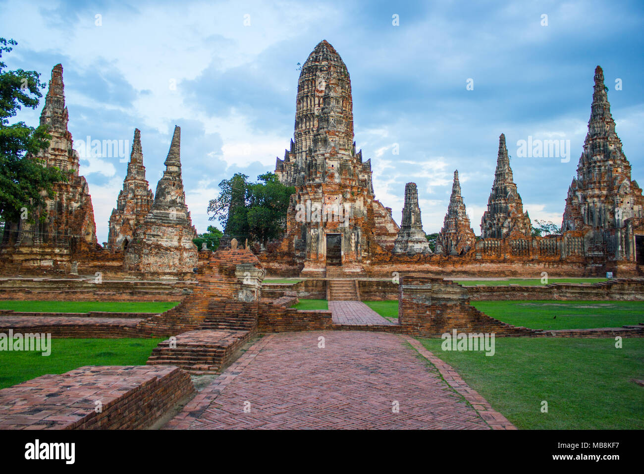 Wat Chaiwatthanaram is a Buddhist temple in the city of Ayutthaya Historical Park, Thailand Stock Photo