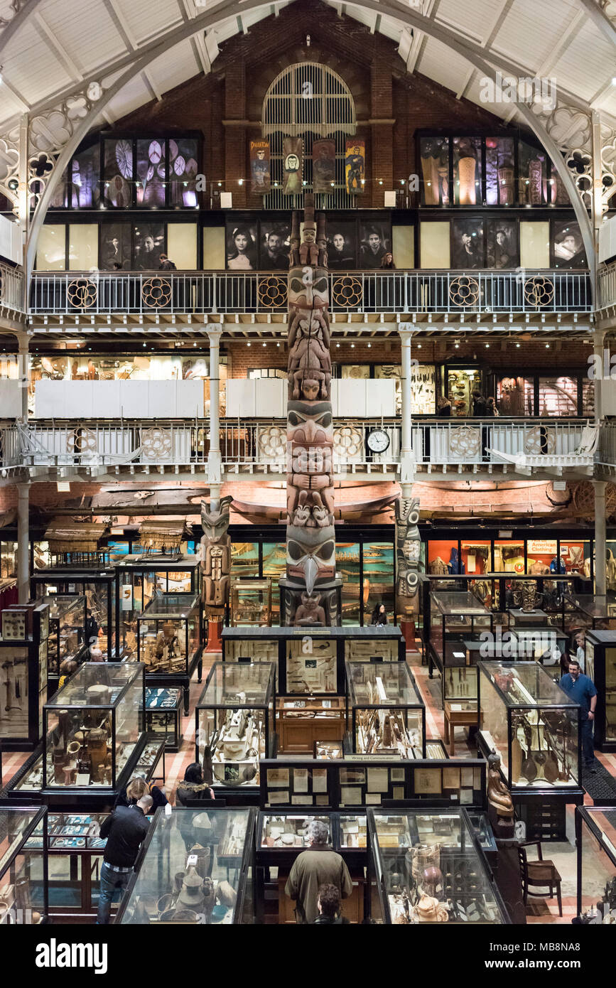 Oxford. England. Interior of the Pitt Rivers Museum, with archaeological and ethnographic objects from all over the world, founded in 1884. Centre is  Stock Photo
