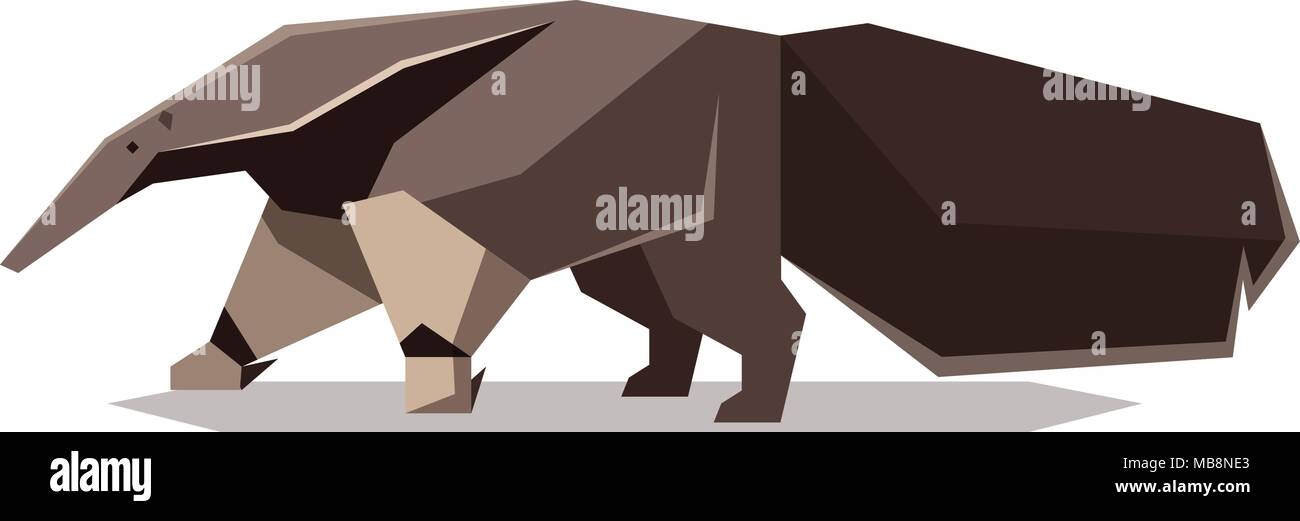 Vector image of the Flat polygonal Giant anteater Stock Vector