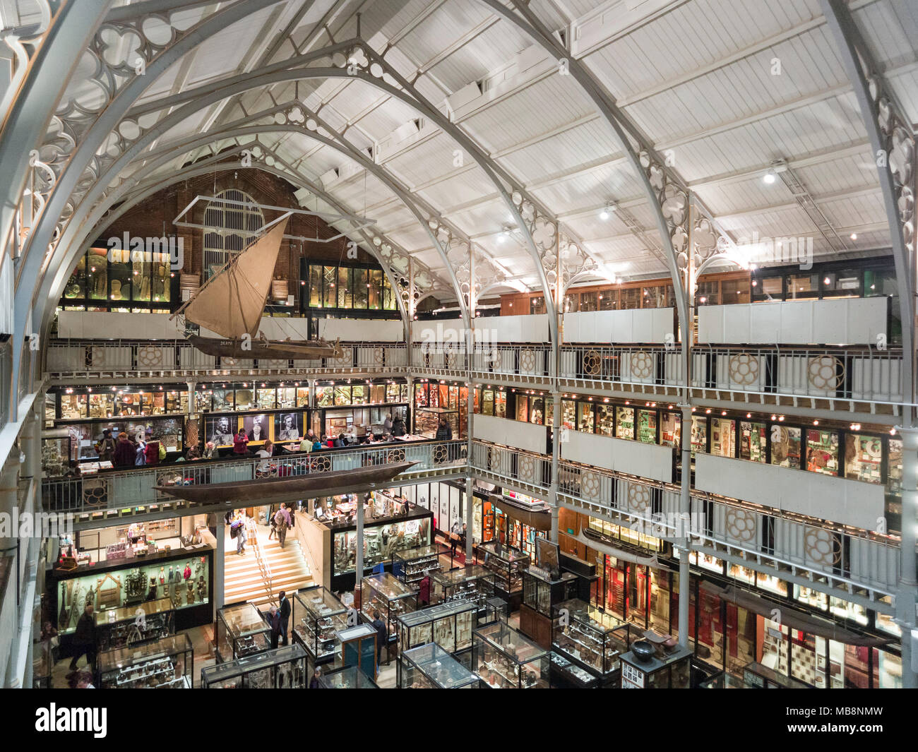 Oxford. England. Interior of the Pitt Rivers Museum, with archaeological and ethnographic objects from all over the world, founded in 1884. Stock Photo