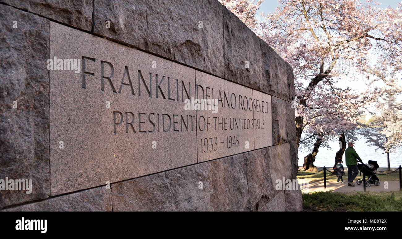 Americans' entitlement to four freedoms, Franklin D. Roosevelt memorial, Washington DC Stock Photo