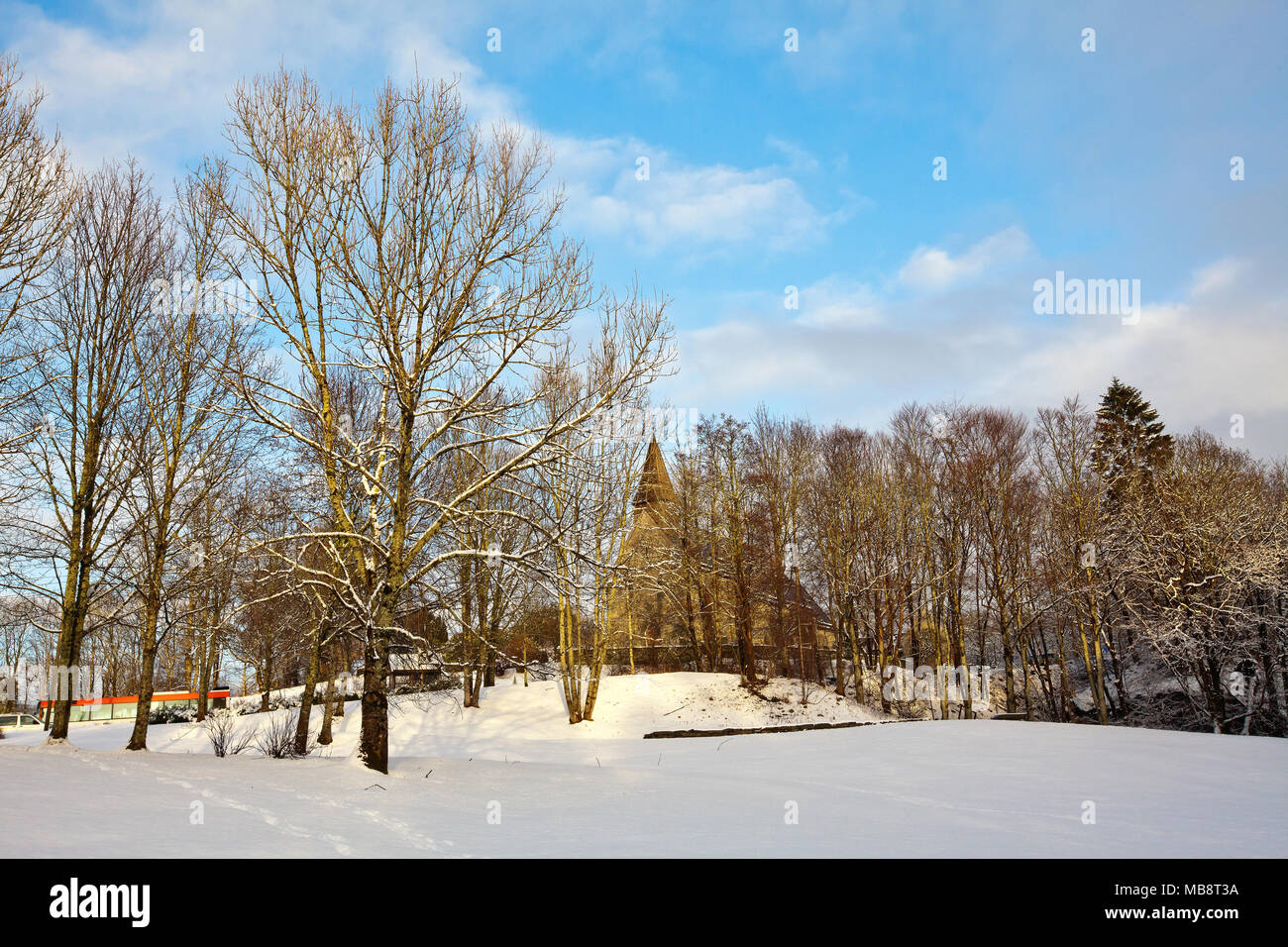 Winter at Fana Naturpark, close to Fana Church. Bergen, Norway Stock Photo