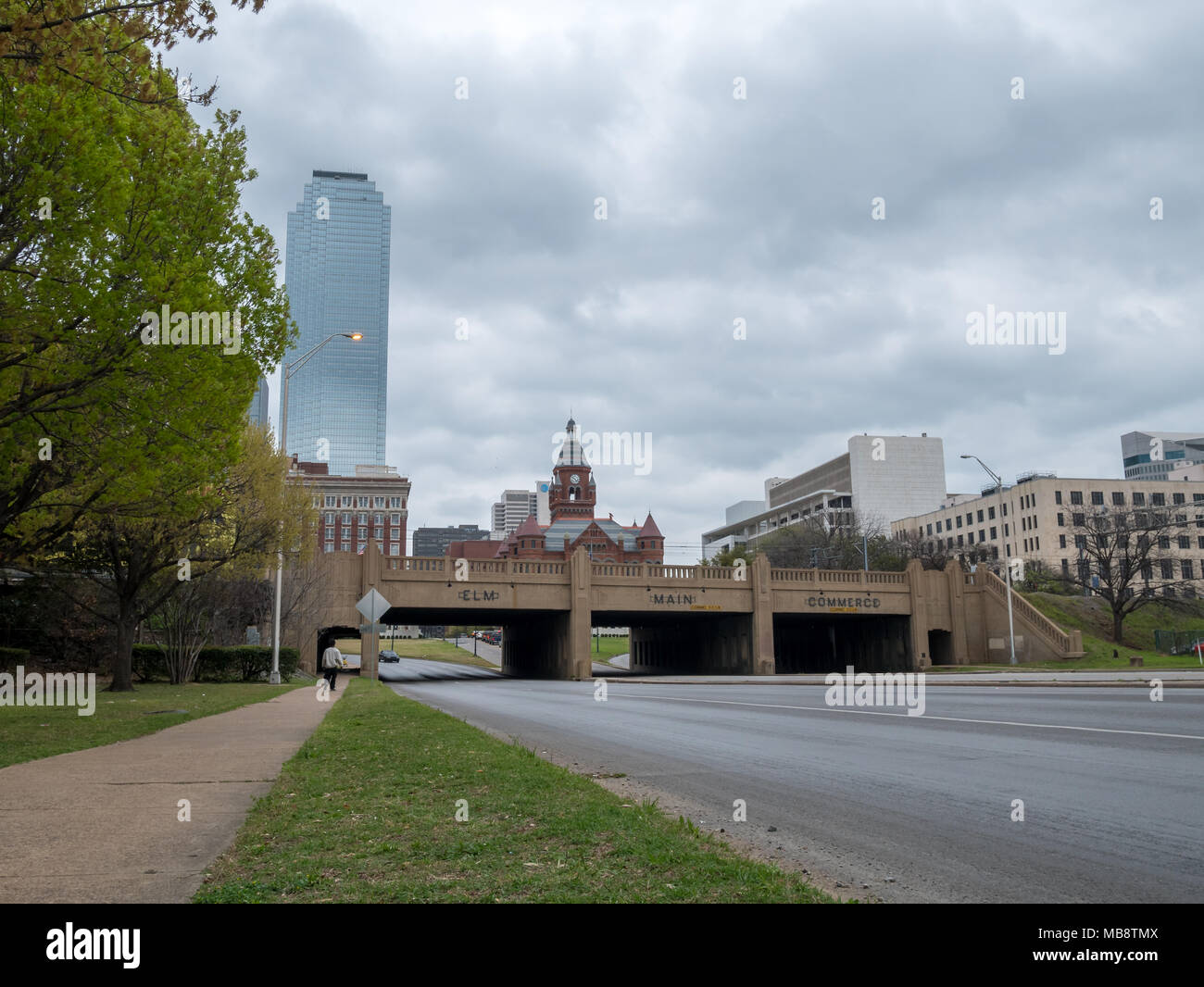Downtown Dallas Tunnels With Old Courthouse and Building in the