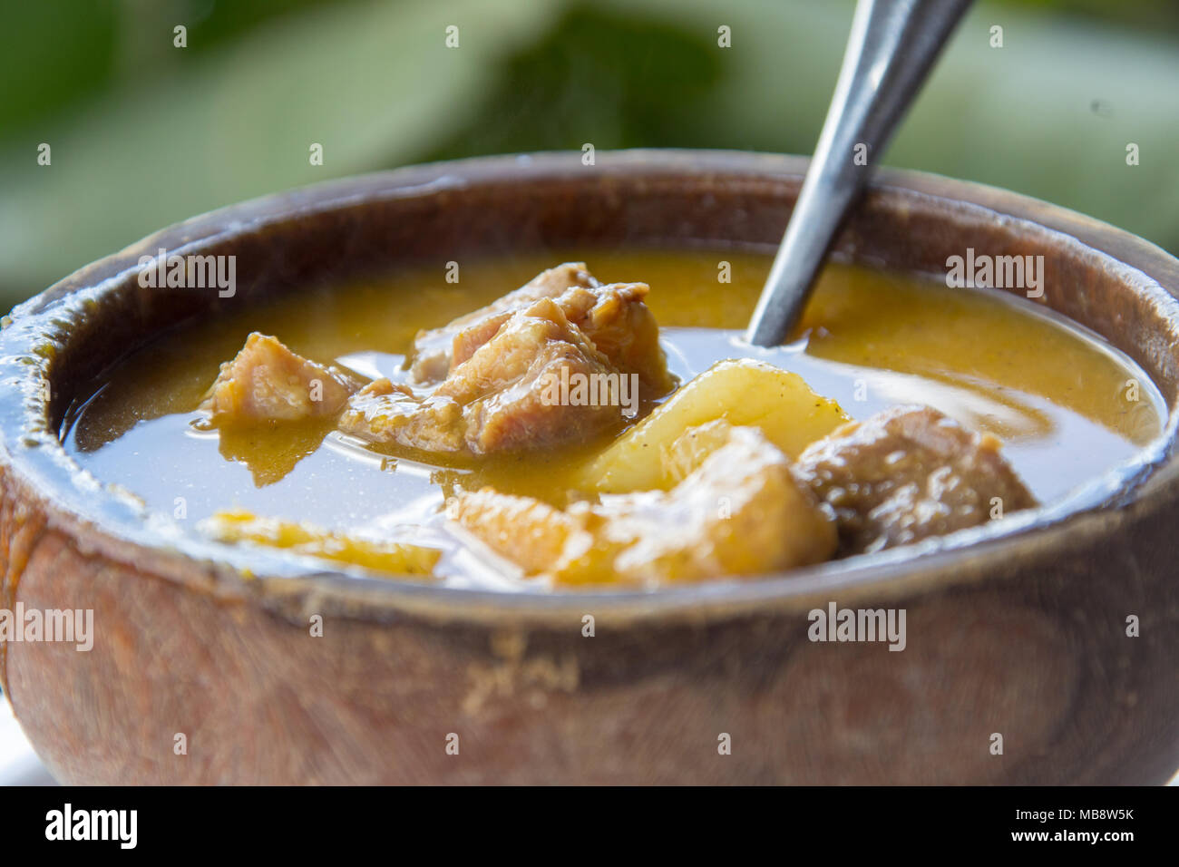 Sanchocho, traditional beef and pork stew at D' Luis Parrillada, Santo Domingo, Domnican Republic Stock Photo