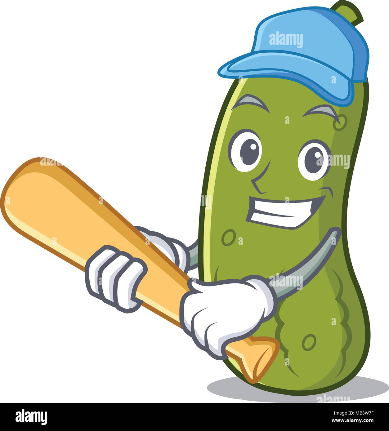 Playing baseball pickle character cartoon style Stock Vector Image