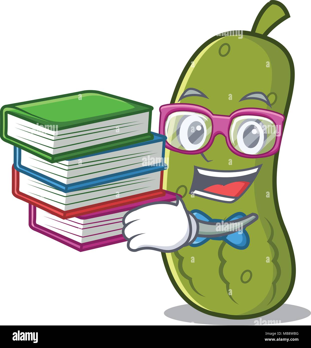 Student with book pickle mascot cartoon style Stock Vector Image & Art