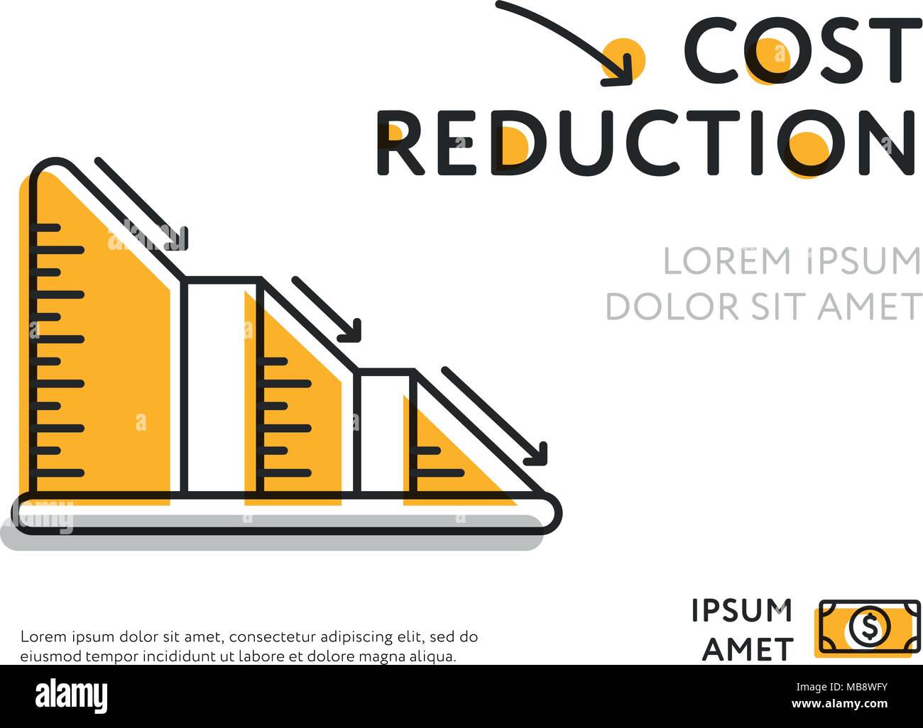Simple graph with cost reduction chart Stock Vector Image & Art - Alamy