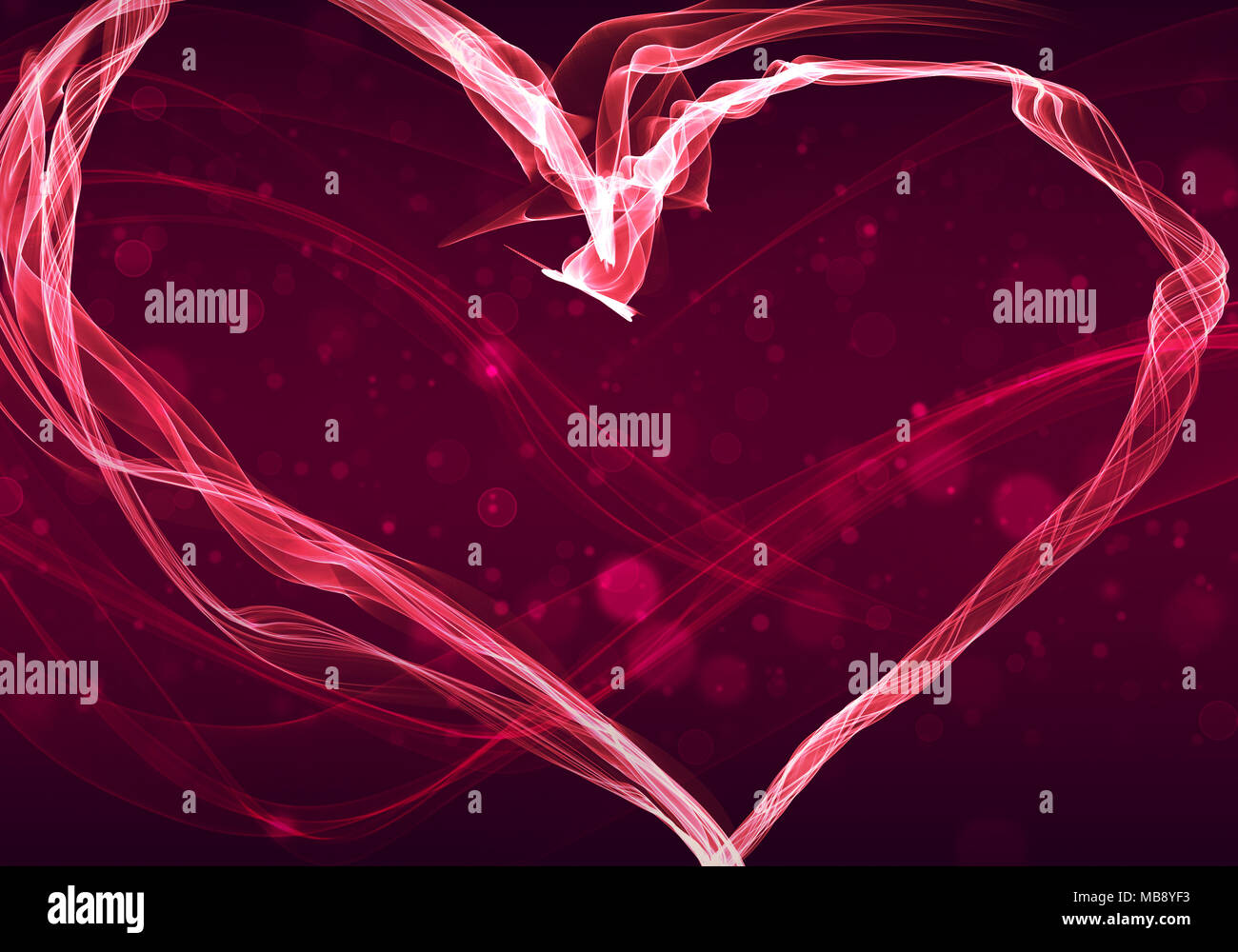 Happy Valentine's Day background illustration with flame heart and bokeh.  Wallpaper, gift card, poster, flyer Stock Photo - Alamy
